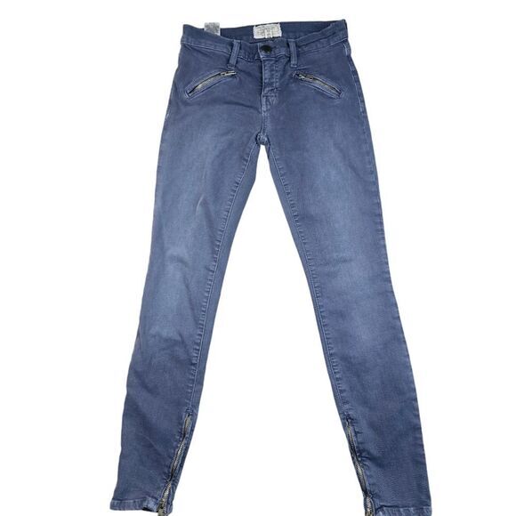 Current/Elliott -1164 Steel Blue Front Pockets Soho Zip Stiletto Skinny Pants 25 - Picture 2 of 9